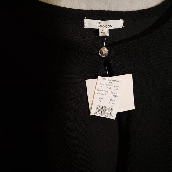 NWT 89th+Madison Black Cardigan Single Button Sweater Women's XL New With Tags - Picture 5 of 11